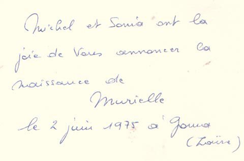 Murielle, née le 2 juin 1975 à Goma (Zaïre)