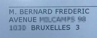 une enveloppe adressée à Bernard Frédéric