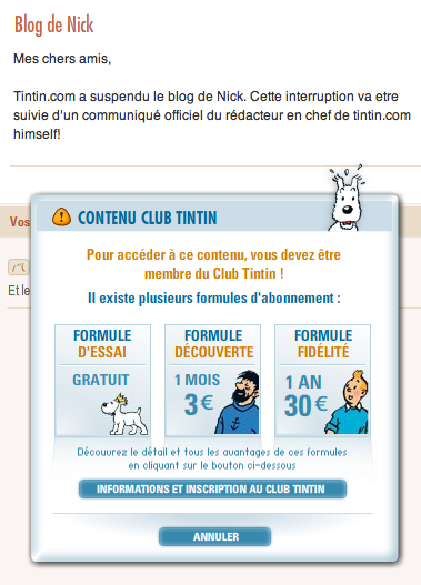 tintin et la carte visa de papa