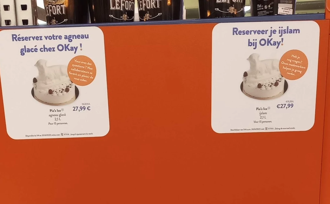 affichette agneau glacé OKAY - les versions FR et NL